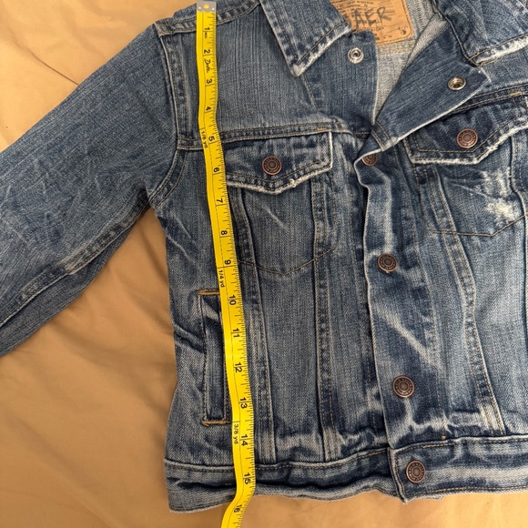 boy blue denim jacket brand old navy size extra small button down pocket all - Picture 6 of 7